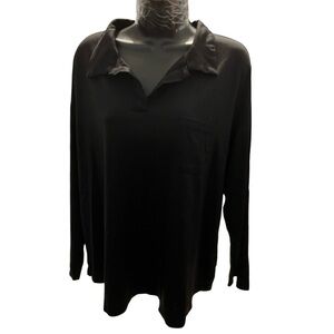 Timeson Black V-neck‎ Flowy Blouse XXL